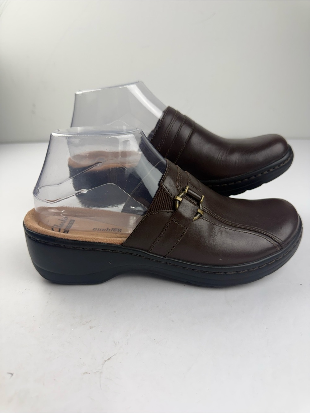 Clarks Collection Womens 7 Hayla Marina Brown Leather Mule Slip-On